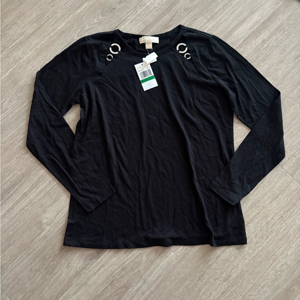 NWT- Michael Kors Black Long Sleeve with Ring Accents